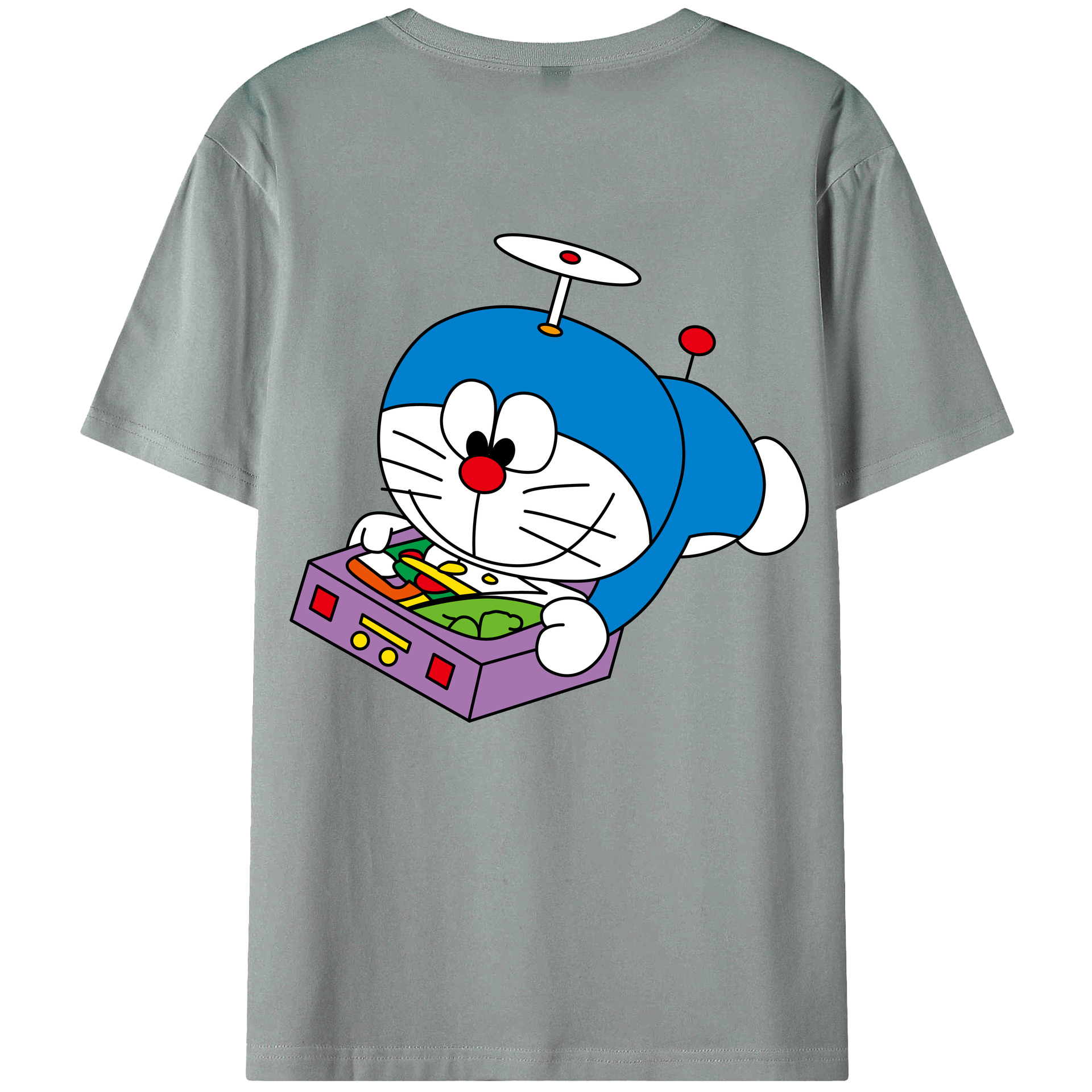 （画像用） ドラえもん Doraemon 綿100％ メンズ半袖Tシャツ（バックプリント） 通気性